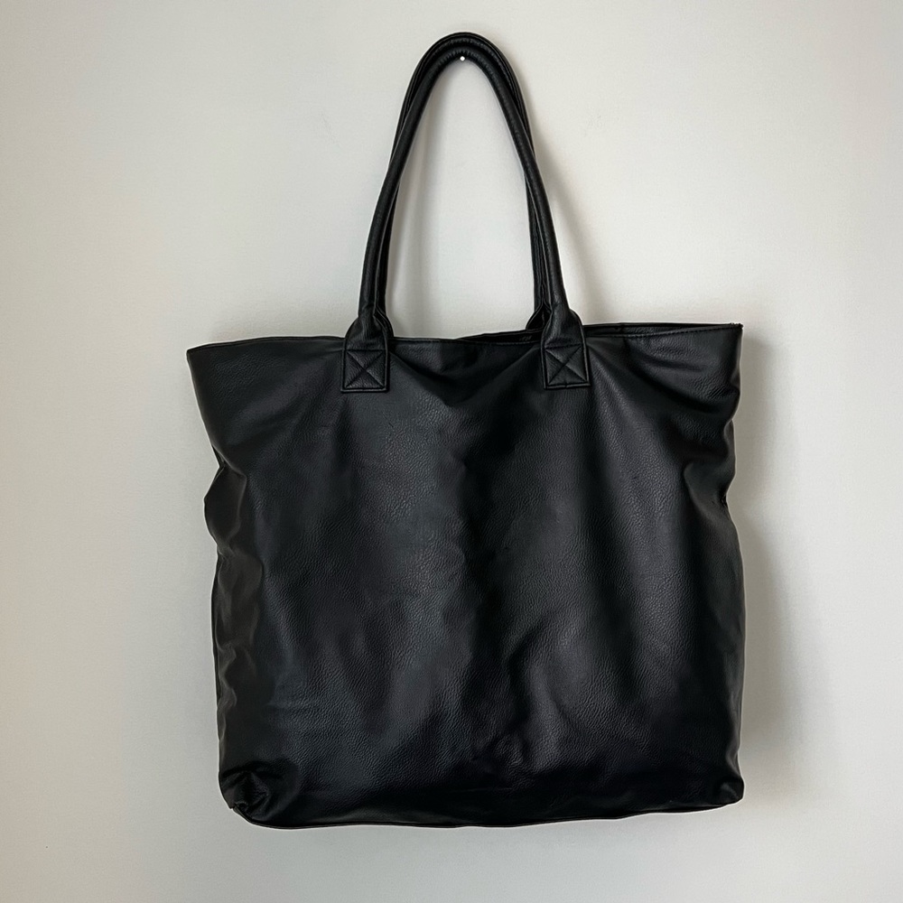 Black Leather Big Weekender Tote